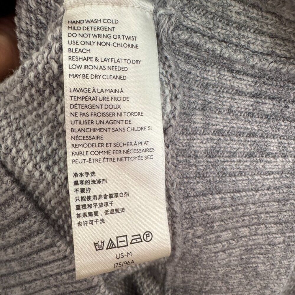 Free People Sz M In Bloom Knit Hoodie Sweater Gray White Oversized Full Zip Boho - Picture 14 of 15